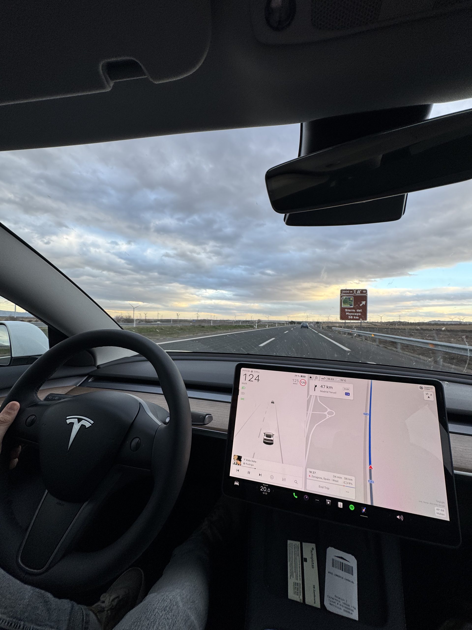 Driving through Spain in the Tesla during the EchoRoute trip